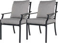 Grand patio Dining Chairs Set of 2，Outdoor Fixed Patio Dining Chairs Set of 2，Fixed Dining Chair，Outdoor Dining Chairs with Grey Cushions, Patio Chairs for Outside, Garden Lawn Porch, Backyard
