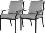 Grand patio Dining Chairs Set of 2，Outdoor Fixed Patio Dining Chairs Set of 2，Fixed Dining Chair，Outdoor Dining Chairs with Grey Cushions, Patio Chairs for Outside, Garden Lawn Porch, Backyard