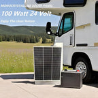 100W Monocrystalline Solar Panel High Efficiency 24V Solar Panel for RV, Camping, Off-Grid, Waterproof, Durable Outdoor Solar Charger for Emergency Power