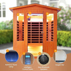 Outdoor Sauna 4 Person Dry Infrared Sauna with Red Light Wood Personal Spa Room Low-EMF 2600W 240V Abysmal Lamp Bluetooth Speakers 62.2"x46.9"x81.9"