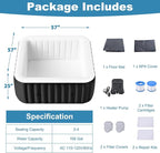NAIZEA Inflatable Hot Tub - Outdoor Hot Tubs 2 to 4 Person, Portable Blow Up Spa Square Portable Hot Tub, 120 Soothing Bubble Air Jets, Cover, 2 Filter, 158 Gallon,57x57x25in