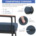 Soleil Jardin Aluminum Patio Furniture Set with FSC Certified Solid Wood Top Armrest & Coffee Table, Outdoor Deep Seating Sectional Sofa, 5 Piece Conversation Sets w/Removable Cushion, Denim Blue
