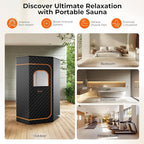 Portable Sauna Box, Steam Sauna Portable Sauna for Home, Sauna Tent with 3L 1200W Steamer, Folding Chair, 15 Heating Speeds for Personal Indoor Sauna-Black