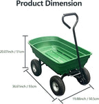 Wheelbarrow Garden Cart, Heavy Duty Home Utility, Four-Wheel Home Garden Yard Utility Wheelbarrow Cart with Built-in Stand,(Green)