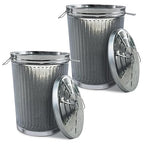 Plexon Metal Trash Can with Lid Outdoor 20 Gallon Galvanized Steel Garbage Bucket with Lid Silver, 2 Pack