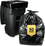 Veska 65 Gallon Trash Bags for Toter, (Value-Pack 50 Count w/Ties) Extra Large 64 Gallon Heavy Duty, 60 Gal Trash Bags Outdoor Garbage Can Liner for CustodiansExtra Large Garbage Bag 70 Gallon
