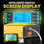 1500W Pure Sine Wave Inverter - 12V DC to 120V AC Converter for Home, RV, Truck, Off-Grid Solar Power Inverter Built-in 3.1A USB, Type-C Port, AC Hardwire Output Port, Remote Control with LCD Screen