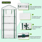 EAGLE PEAK 4-Tier Mini Greenhouse Portable Green House with Shelves & Weather-Resistant PE Cover, Small Greenhouse for Seedlings & Gardening Gifts, 27x19x64 in, Clear/White