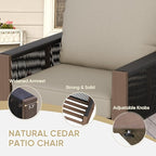 COOS BAY Natural Cedar Wood Patio Chair with Cushions, Durable Outdoor Furniture, Patio Dining Armchair for Deck, Porch, or Garden, 1 Piece, Brownish/Beige