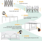 COBIZI 10x20 Pop Up Heavy Duty Canopy with 6 Sidewalls and Hexagonal Legs, Easy up Tent for Parties, Commercial and Wedding, Outdoor Canopy with Roller Bag, Sand Bags, Waterproof & UPF50+ (White)