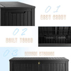 180 Gallon Outdoor Storage Box – Resin Deck Box with Lockable Lid, Waterproof Patio Furniture Storage for Tools, Garden & Yard Organization