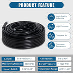 50FT Sewer Jetter Kit for Pressure Washer, 5800PSI Drain Cleaner Hose 1/4 Inch NPT Corner with 4 Sewer Jetting Nozzles，Waterproof Tape，Pearl Corsage Pin，Handle Strap & 2 Spanners (Black)