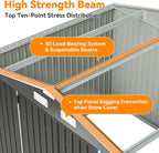10x8 FT Metal Outdoor Storage Shed, Dual Doors with Lockable Bolts, Large Garden Shed for Yard Tools, Bike, Generator, Waterproof Galvanized Steel Panel with Vent & Sloping Roof