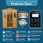 Saunas 904V Far Infrared Sauna, Outdoor Wooden Dry Sauna Low EMF (Hemlock Wood, 4-Person Size)