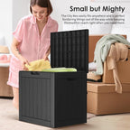 Vixzen 30 Gallon Resin Deck Box - Lockable Outdoor Storage for Patio Cushions, Garden Tools, Pool Supplies，Black