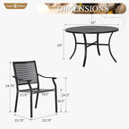 Sophia & William Round Patio Table and Chairs Set, Outdoor Dining Set for 4, 5 Piece Metal Patio Furniture, 42" Black Table(Beehive)