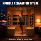 Homsido 3-4 Person Sauna, Hemlock Wooden Indoor Far Infrared Home Sauna Room 11 Low EMF Infrared Carbon Panels with Tempered Glass Door,Bluetooth Speakers 7 Chromotherapy Lights（220V, 2880W）
