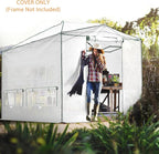 EAGLE PEAK Replacement Cover for 12x8 Portable Walk-in Pop up Greenhouse, Front and Rear Roll-Up Zipper Entry Doors and 4 Large Roll-Up Side Windows (Frame Not Included), White