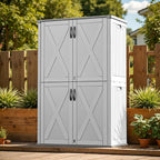 Patiowell 50 Cu.ft Outdoor Storage Cabinet with Lockable Door, Waterproof Horizontal Storage Shed for Tools and Patio Furniture, All-Weather Resin Shed Easy Assemble for Pool or Backyards, White