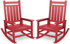 SERWALL Oversized Outdoor Rocking Chair Set of 2, HDPE Rocker for Adults, Patio Rocking Chairs for Porch, Red