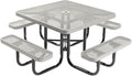 COATEDOUTDOORFURNITURE Heavy-Duty Portable Outdoor Picnic Table with Umbrella Hole, Expanded Metal Commercial-Grade Patio Dining Furniture Made in America (46" Square Top, Grey)