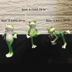 Miniature Frog Figurines Decor Cute Resin Frog Statue Sculpture Garden Planter Pots Indoor Outdoor Patio Balcony Home Desk One Lying