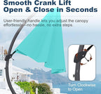 12FT Cantilever Umbrella with Base Large Curvy Outdoor Aluminum Offset Umbrella w/ 360° Rotation, UV Resistant Canopy for Patio, Garden, Backyard, Turquoise Blue