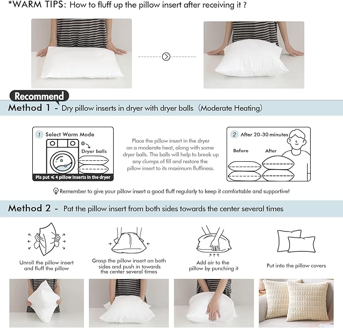 MIULEE 20x26 Pillow Insert Throw Pillow Insert, Outdoor Pillows Water-Resistant Premium Outdoor Pillow Stuffer Sham Rectangle for Couch Sofa Patio Furniture Cushion Porch Swing