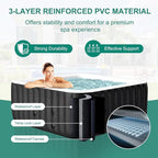 DoCred 2-4 Person Inflatable Hot Tub, 60" X 60" X 25" Square Portable Hot Tub with 120 Bubble Jets, Large Outdoor Spa Blow Up Bathtub Set with Heater Pump, Insulated Cover and Filter