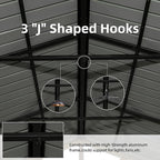Domi 12’x14’ Hardtop Gazebo Outdoor Aluminum Gazebo with Galvanized Steel Gable Roof for Lawn and Garden(Wood-Looking)