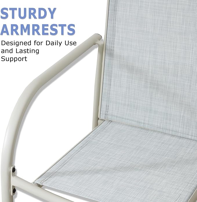 Patio Chairs Set of 2, Outdoor Dining Chairs with Breathable Textilene Fabric, Stackable Patio Chairs for Lawn, Garden, Backyard, Poolside, Beige