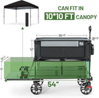 TIMBER RIDGE 400L Large Capacity Folding Double Decker Wagon with Brakes, 54" Extra Long Extender Wagon Cart, 450lbs Heavy Duty Collapsible Cart, All-Terrain Big Wheels for Camping, Sports, Shopping
