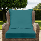 RSH DECOR Deep Seating Cushion with Pillow Back | 22” x 25” x 5" Seat | Water and Fade-Resistant Spun Fabric | Made in USA | Outdoor Chair Cushion Set for Patio Furniture (Peacock)