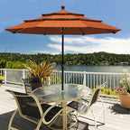 EliteShade USA 9Ft 3 Tiers Market Umbrella Patio Umbrella Outdoor Table Umbrella with Ventilation and 5 Years Non-Fading Top,Rust