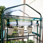 Worth Garden 4 Tier Mini Greenhouse - 63'' H x 27'' L x 19'' W - Sturdy Portable Gardening Shelves with PVC Cover - Small Green House Use in Indoor & Outdoor for Plants Flowers
