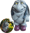 Gray Resin Thinking Gnome Troll Sculpture, Garden Statue Decor for Outdoor Patio Halloween, Christmas Decorations, Parties and Events