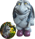 Gray Resin Thinking Gnome Troll Sculpture, Garden Statue Decor for Outdoor Patio Halloween, Christmas Decorations, Parties and Events
