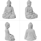 TOETOL Zen Garden Asian Buddha Statue Outdoor Indoor Yard Decor 20” High Patio Deck Sculptures Magnesium Oxide Stone Grey Home Entryway Hallway