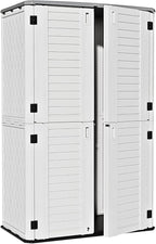 ZZM Large 67 Cu.ft Waterproof Storage Shed, Outdoor Storage Cabinet，Durable Resin Storage for Patio Furniture, Garden Tools, Pool Accessories, Mower Storage (White)
