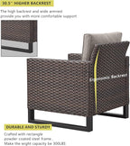 HUMMUH 5 Piece Patio Furniture Outdoor Bistro Set All-Weather Wicker Outdoor Chairs with Ottomans End Table for Patio,Porch,Garden,Backyard