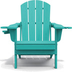 SERWALL Adirondack Chair with Cup Holders - Composite Adirondack Chairs Set of 8 HDPE Outdoor Chairs All Weather Use- Aruba