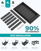 SERWALL Outdoor Coffee Table, HDPE Patio Coffee Table for Outside, Rectangle, Black