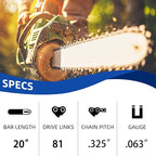 5 Pack 20 Inch Chainsaw Chain Fit Stihl .325" Pitch .063" Gauge 81 Drive Links for 26RS-81, 26RM3-81 for Stihl MS290, MS291, MS271, MS261, 3639-005-0081, Oregon V81, L81, 22LPX081G and More