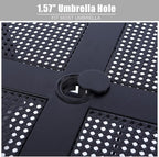 PHI VILLA 37 Inch Outdoor Dining Table Metal Steel Mesh Patio Dining Table Umbrella Table with 1.57" Umbrella Hole (Mesh)
