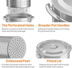 Bonnlo 82QT Stainless Steel Stock Pot for Boiling Seafood, Crawfish lobster & Crab, Frying Turkey & Steaming Tamales, Large Boil Pot with Steamer Basket, Lid, Lifting Hook for Outdoor Cooking Party