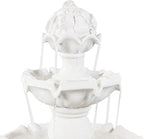 Sunnydaze 52-Inch 3-Tier Outdoor Water Fountain with Fruit Top - Large Outdoor Water Feature for Garden, Patio, Yard or Balcony - White