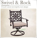 MFSTUDIO Retro Cast Aluminum Patio Dining Set with 6 Swivel & Rock Chair and 1 54" Round Outdoor Dining Table, Outdoor Table and Chairs Set of 6