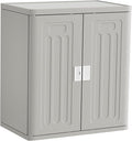 Amopatio Outdoor Storage Cabinet with 2 Shelves, Resin Storage Cabinet Waterproof Plastic Storage Shed - Outdoor Patio Tools, 19.7" D x 29.5" W x35.4 H, Gray