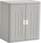 Amopatio Outdoor Storage Cabinet with 2 Shelves, Resin Storage Cabinet Waterproof Plastic Storage Shed - Outdoor Patio Tools, 19.7" D x 29.5" W x35.4 H, Gray