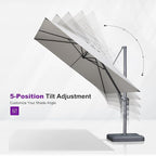 PURPLE LEAF 8 FT Cantilever Patio Umbrella Outdoor Aluminum Offset Square Umbrella with 3 Years Fade Resistance Recycled Fabric and 360-degree Rotation for Deck Pool Garden, Pebble Grey